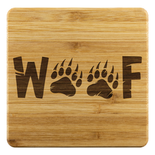 Load image into Gallery viewer, Woof Bamboo Coaster Set - Bearified Gear