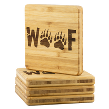 Load image into Gallery viewer, Woof Bamboo Coaster Set - Bearified Gear
