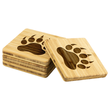 Load image into Gallery viewer, Bear Paw Bamboo Coaster Set - Bearified Gear