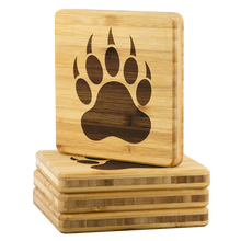 Load image into Gallery viewer, Bear Paw Bamboo Coaster Set - Bearified Gear