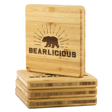 Load image into Gallery viewer, Bearlicious Bamboo Coaster Set - Bearified Gear