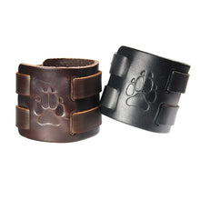 Load image into Gallery viewer, Bear Paw Double Wide Leather Adjustable Cuff - Bearified Gear