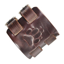 Load image into Gallery viewer, Bear Paw Double Wide Leather Adjustable Cuff - Bearified Gear