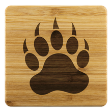 Load image into Gallery viewer, Bear Paw Bamboo Coaster Set - Bearified Gear