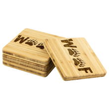 Load image into Gallery viewer, Woof Bamboo Coaster Set - Bearified Gear
